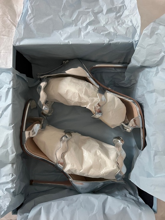 PRADA Silver Metallic Wavy Strap High Heel Sandals BNIB main image 2